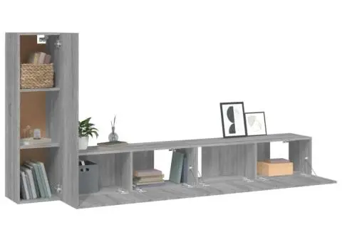 Set dulap TV, 3 piese, gri sonoma, lemn prelucrat - 4/5