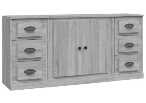 Servantă, 3 buc., sonoma gri, lemn prelucrat - 2/5