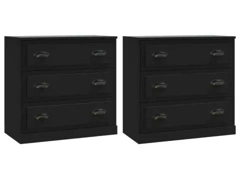 Servante, 2 piese, negru, lemn prelucrat - 2/5