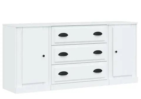 Servante, 3 piese, alb extralucios, lemn prelucrat - 2/5