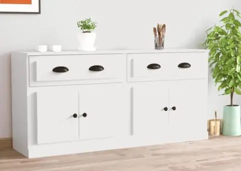 Servante, 2 piese, alb, lemn prelucrat - 1/5