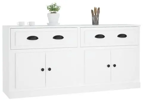 Servante, 2 piese, alb, lemn prelucrat - 4/5