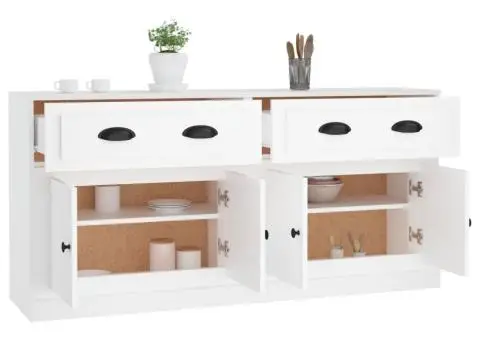 Servante, 2 piese, alb, lemn prelucrat - 5/5