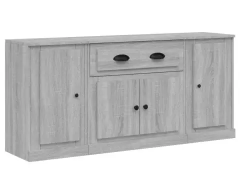 Servantă, 3 buc., sonoma gri, lemn prelucrat - 2/5