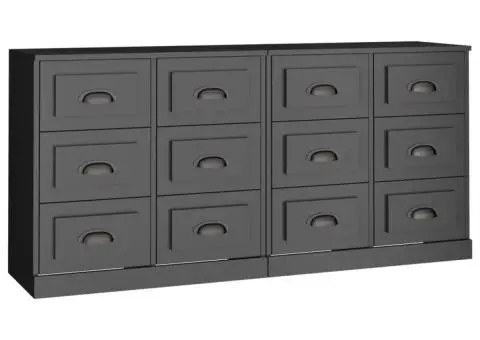 Servante, 2 piese, negru, lemn prelucrat - 2/5