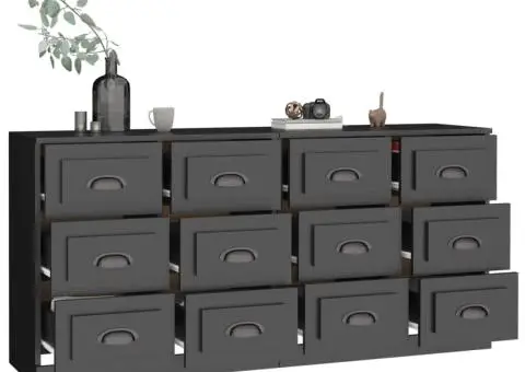 Servante, 2 piese, negru, lemn prelucrat - 4/5