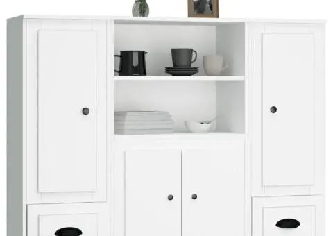 Dulapuri înalte, 3 piese, alb, lemn prelucrat - 4/5