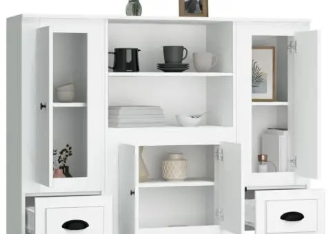 Dulapuri înalte, 3 piese, alb, lemn prelucrat - 5/5