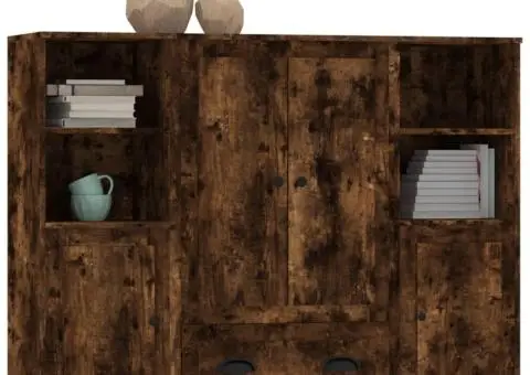 Dulapuri înalte, 3 buc., stejar fumuriu, lemn prelucrat - 4/5