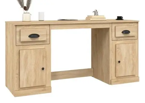 Birou cu dulap, stejar sonoma, lemn prelucrat - 4/5