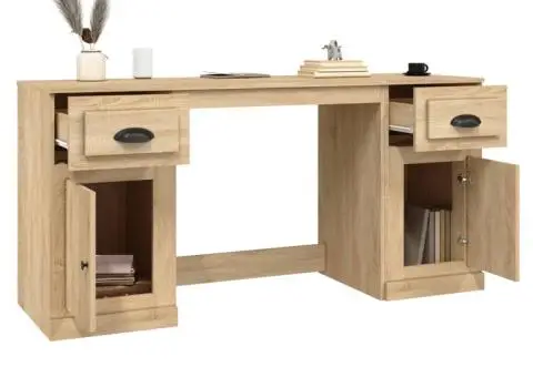 Birou cu dulap, stejar sonoma, lemn prelucrat - 5/5