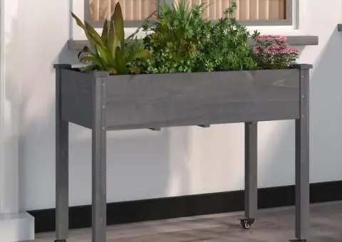 Jardinieră pe roți cu căptușeală 118x59x80cm lemn masiv de brad - 1/5