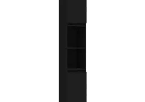 Set mobilier de baie, 3 piese, negru, lemn compozit - 5/5