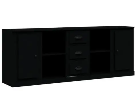 Servante, 3 piese, negru, lemn prelucrat - 2/5