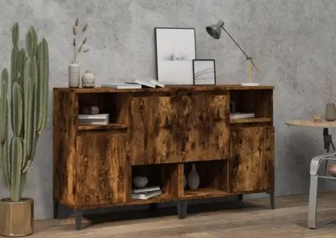 Dulapuri, 2 buc, stejar afumat, 60x30x75 cm, lemn prelucrat - 1/5