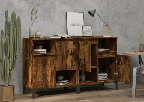 Dulapuri, 2 buc, stejar afumat, 60x30x75 cm, lemn prelucrat - 3/5