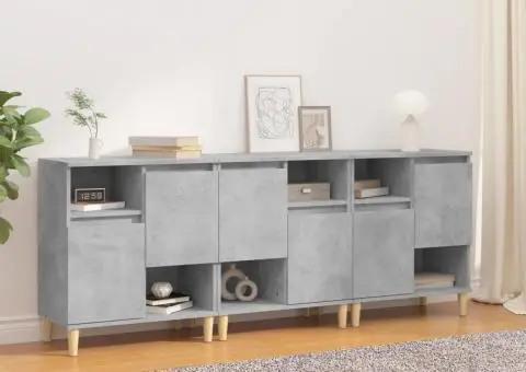 Dulapuri, 3 buc, gri beton, 60x35x70 cm, lemn prelucrat - 1/5