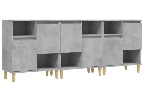 Dulapuri, 3 buc, gri beton, 60x35x70 cm, lemn prelucrat - 2/5