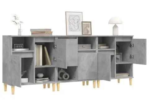 Dulapuri, 3 buc, gri beton, 60x35x70 cm, lemn prelucrat - 4/5