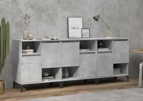 Dulapuri, 3 buc, gri beton, 60x35x70 cm, lemn prelucrat - 1/5