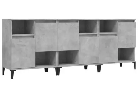 Dulapuri, 3 buc, gri beton, 60x35x70 cm, lemn prelucrat - 2/5