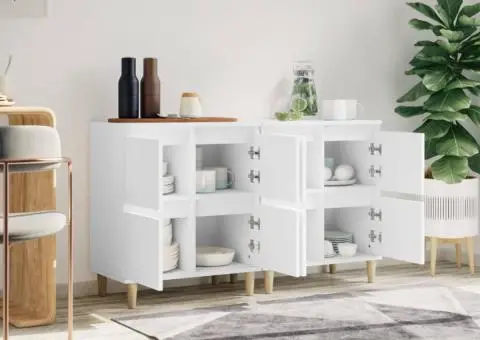 Dulapuri, 2 buc, alb, 60x35x70 cm, lemn prelucrat - 3/5