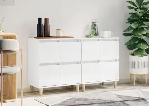 Dulapuri, 2 buc, alb extralucios, 60x35x70 cm, lemn prelucrat - 1/5