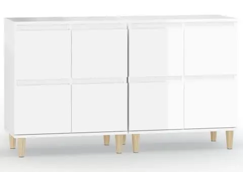 Dulapuri, 2 buc, alb extralucios, 60x35x70 cm, lemn prelucrat - 2/5