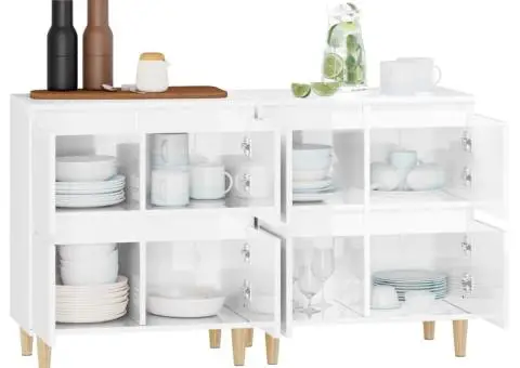 Dulapuri, 2 buc, alb extralucios, 60x35x70 cm, lemn prelucrat - 5/5