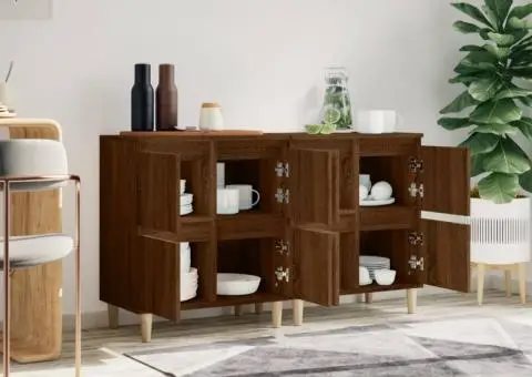 Dulapuri, 2 buc, stejar maro, 60x35x70 cm, lemn prelucrat - 3/5