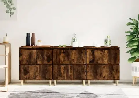 Dulapuri, 3 buc, stejar afumat, 60x35x70 cm, lemn prelucrat - 1/5