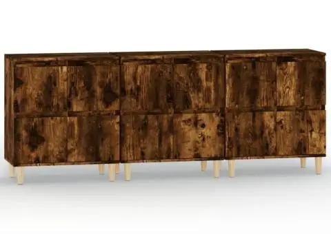 Dulapuri, 3 buc, stejar afumat, 60x35x70 cm, lemn prelucrat - 2/5