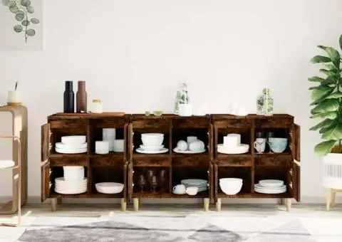 Dulapuri, 3 buc, stejar afumat, 60x35x70 cm, lemn prelucrat - 3/5