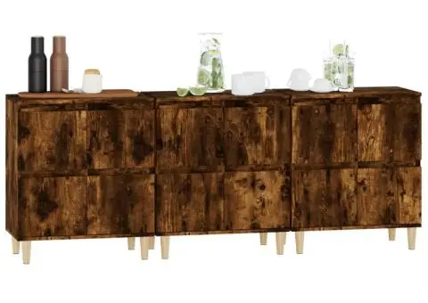 Dulapuri, 3 buc, stejar afumat, 60x35x70 cm, lemn prelucrat - 4/5