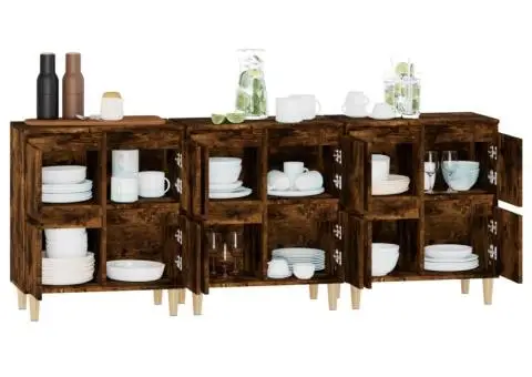 Dulapuri, 3 buc, stejar afumat, 60x35x70 cm, lemn prelucrat - 5/5