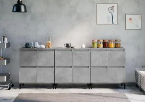 Dulapuri, 3 buc, gri beton, 60x35x70 cm, lemn prelucrat - 1/5