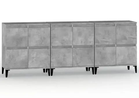 Dulapuri, 3 buc, gri beton, 60x35x70 cm, lemn prelucrat - 2/5
