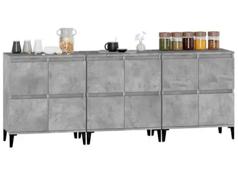 Dulapuri, 3 buc, gri beton, 60x35x70 cm, lemn prelucrat - 4/5