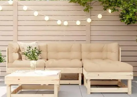 Set mobilier de grădină cu perne, 5 piese, lemn masiv - 1/5