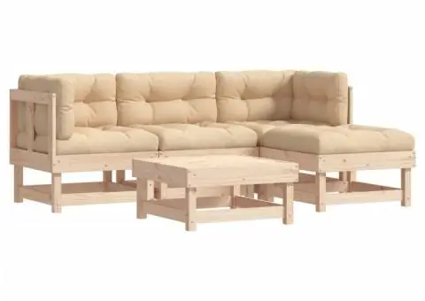 Set mobilier de grădină cu perne, 5 piese, lemn masiv - 2/5