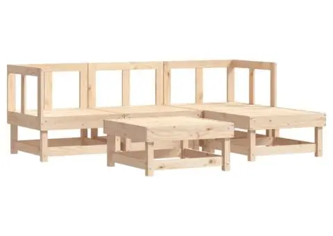 Set mobilier de grădină cu perne, 5 piese, lemn masiv - 3/5