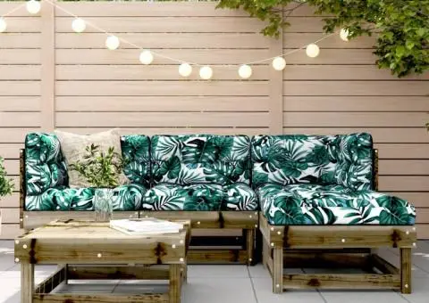 Set mobilier de grădină cu perne, 5 piese, lemn de pin tratat - 1/5