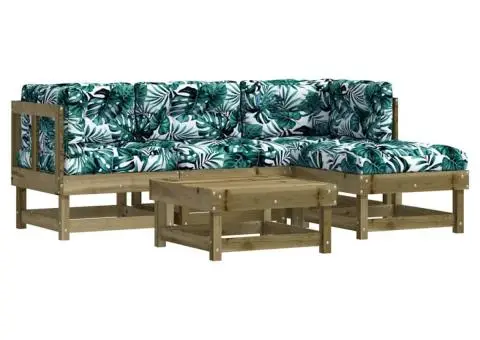 Set mobilier de grădină cu perne, 5 piese, lemn de pin tratat - 2/5
