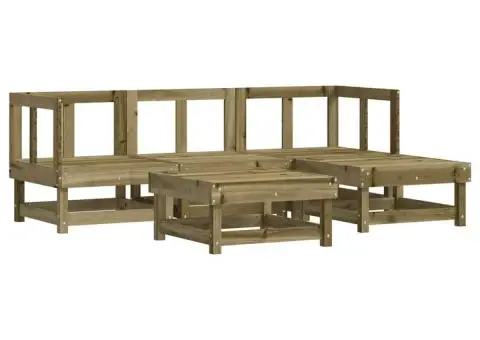 Set mobilier de grădină cu perne, 5 piese, lemn de pin tratat - 3/5