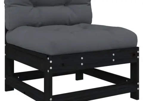Set mobilier de grădină cu perne, 5 piese, negru, lemn masiv - 5/5