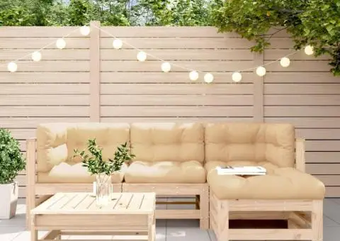 Set mobilier de grădină cu perne, 5 piese, lemn masiv - 1/5