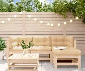 vidaXL Set mobilier de grădină cu perne, 5 piese, lemn masiv