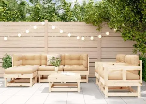 Set mobilier de grădină cu perne, 7 piese, lemn masiv - 1/5