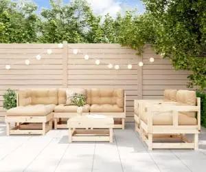 vidaXL Set mobilier de grădină cu perne, 7 piese, lemn masiv
