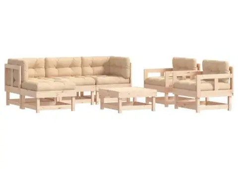 Set mobilier de grădină cu perne, 7 piese, lemn masiv - 2/5